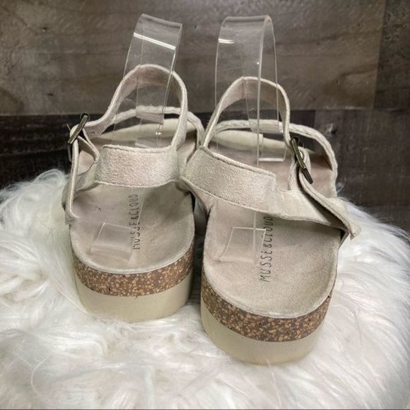 Muses and Cloud Beige Braided Ankle Strap Cork Accent Sandals - Picture 6 of 8